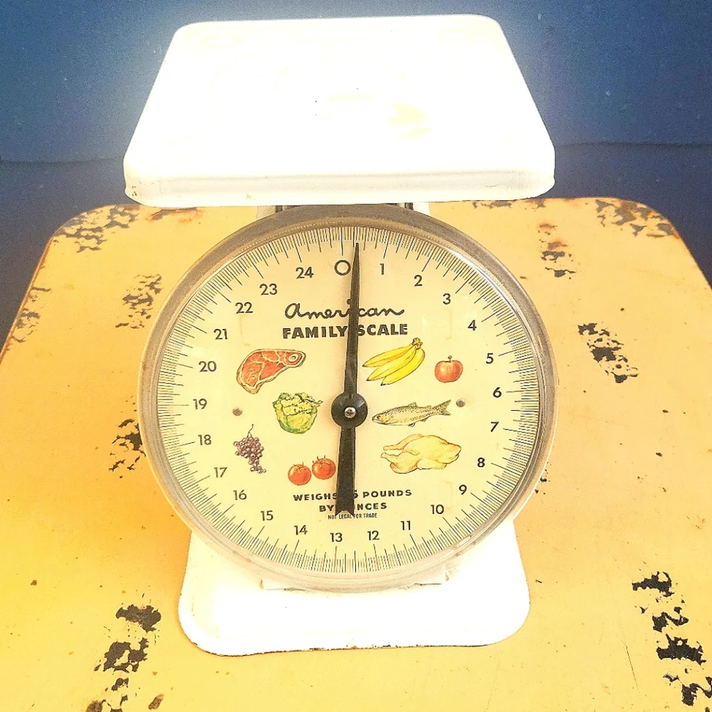 Vintage American Family White Metal Kitchen Scale 25lb